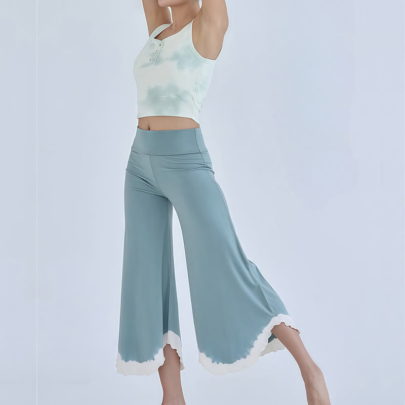 Olivenorma Flowy Cotton Flare Cropped Pants