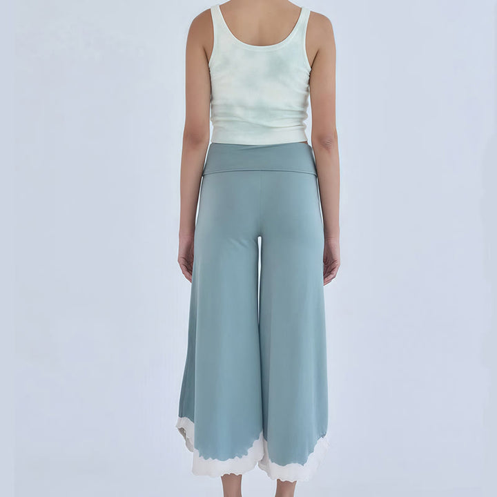 Olivenorma Flowy Cotton Flare Cropped Pants