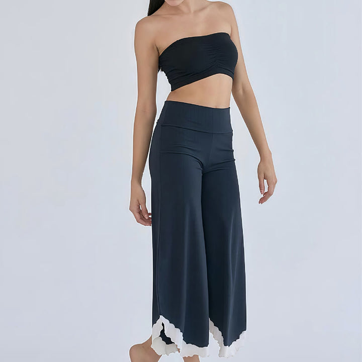 Olivenorma Flowy Cotton Flare Cropped Pants