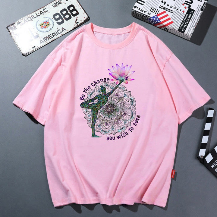 Olivenorma Pink Yoga Breathable Comfortable T-Shirt