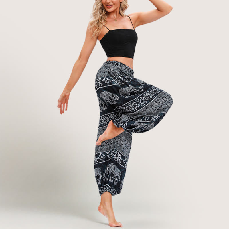 Olivenorma Boho Elephant Yoga Bloomers Pants