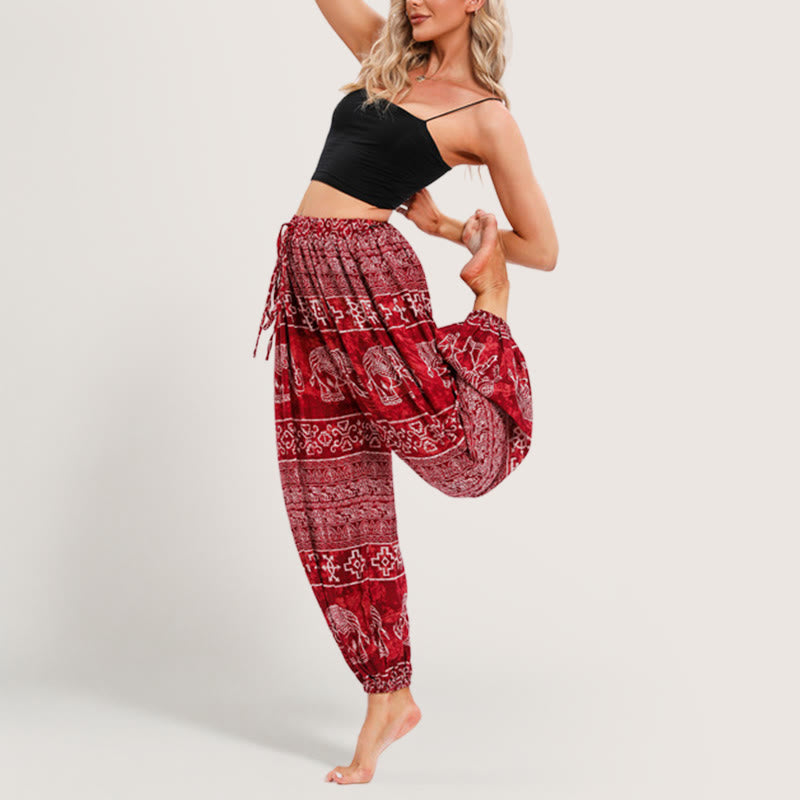 Olivenorma Boho Elephant Yoga Bloomers Pants