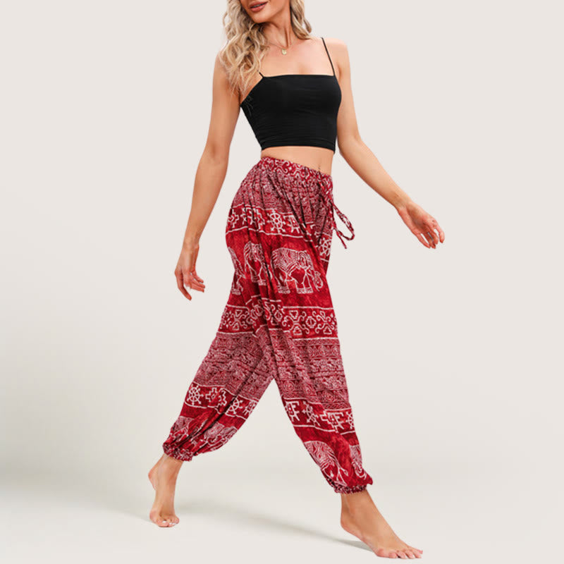 Olivenorma Boho Elephant Yoga Bloomers Pants