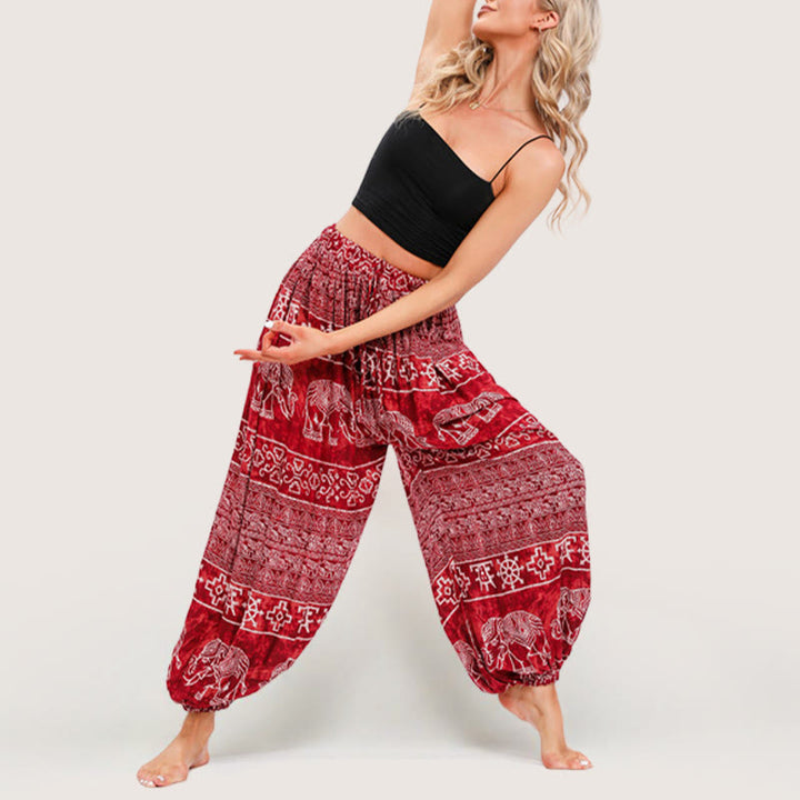 Olivenorma Boho Elephant Yoga Bloomers Pants