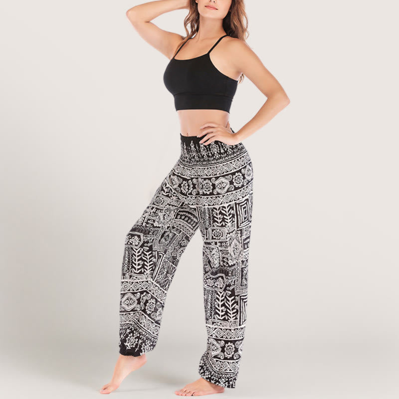 Olivenorma Bohemian Black Cuffed Yoga Lounge Pants