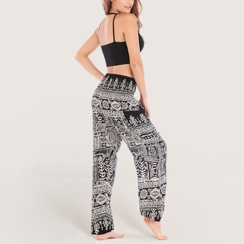 Olivenorma Bohemian Black Cuffed Yoga Lounge Pants