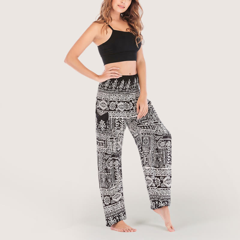 Olivenorma Bohemian Black Cuffed Yoga Lounge Pants