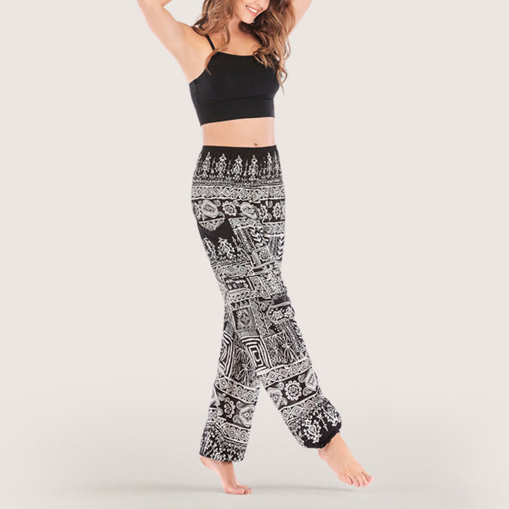 Olivenorma Bohemian Black Cuffed Yoga Lounge Pants
