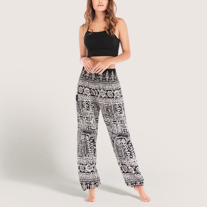 Olivenorma Bohemian Black Cuffed Yoga Lounge Pants