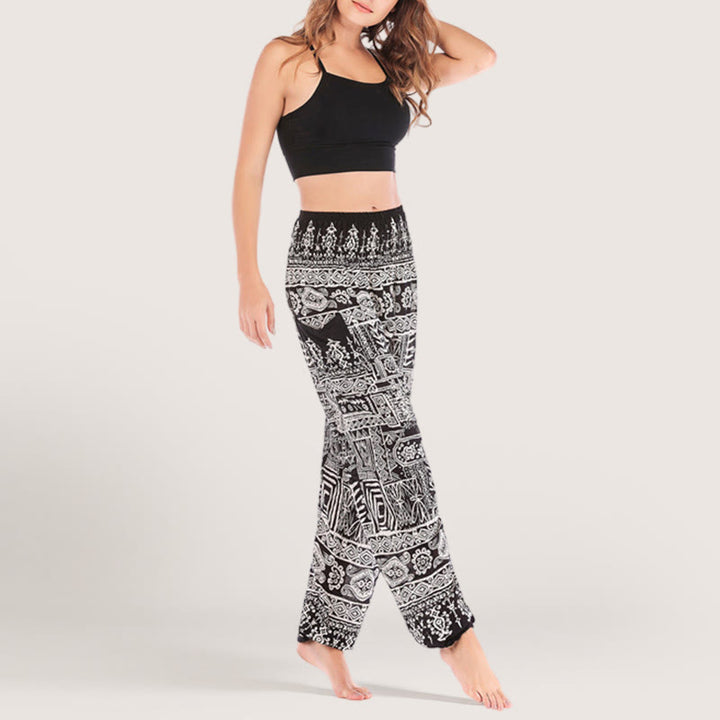 Olivenorma Bohemian Black Cuffed Yoga Lounge Pants