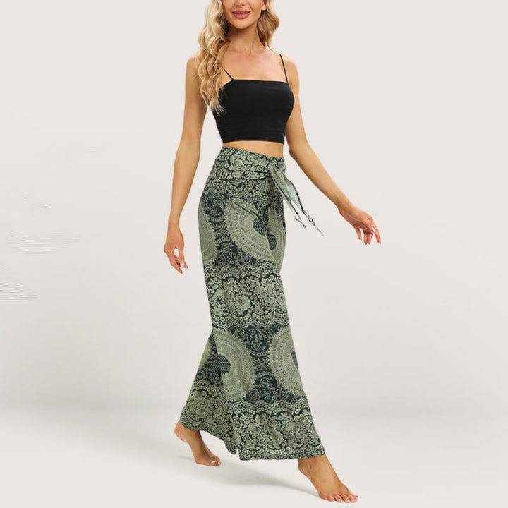 Olivenorma  Mandala Boho Wide-Leg Yoga Pants
