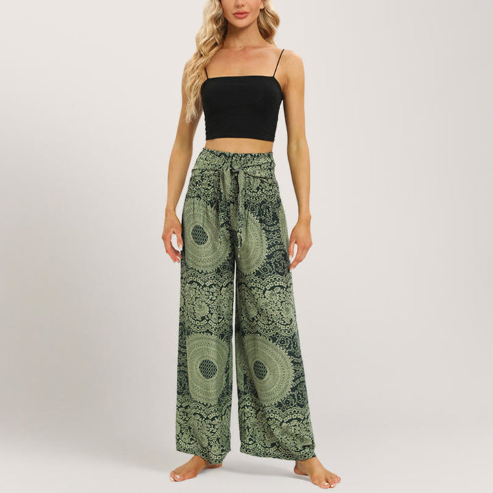 Olivenorma  Mandala Boho Wide-Leg Yoga Pants
