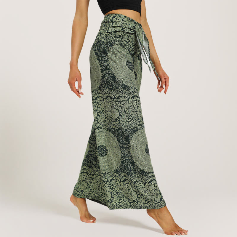 Olivenorma  Mandala Boho Wide-Leg Yoga Pants