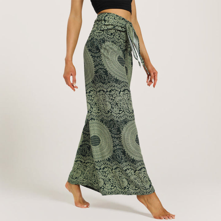 Olivenorma  Mandala Boho Wide-Leg Yoga Pants