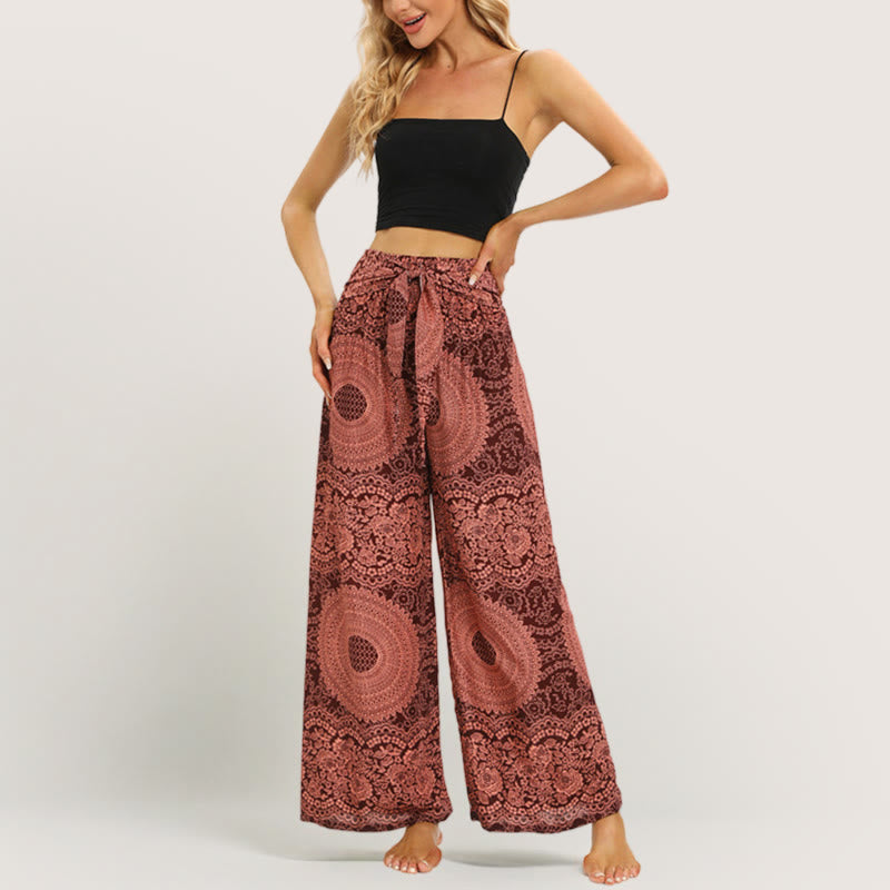 Olivenorma  Mandala Boho Wide-Leg Yoga Pants