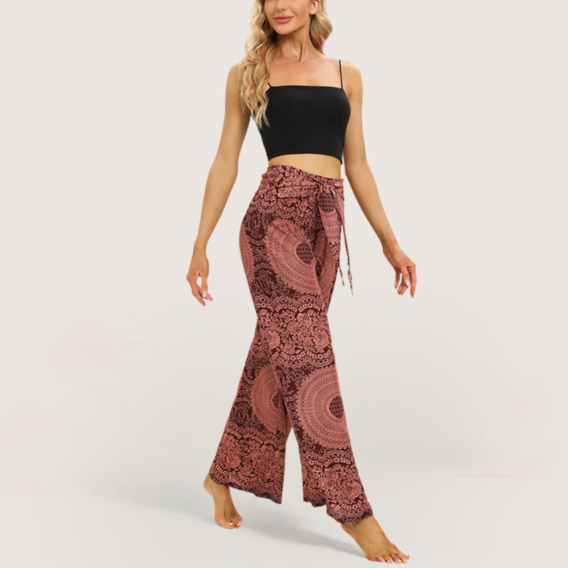 Olivenorma  Mandala Boho Wide-Leg Yoga Pants