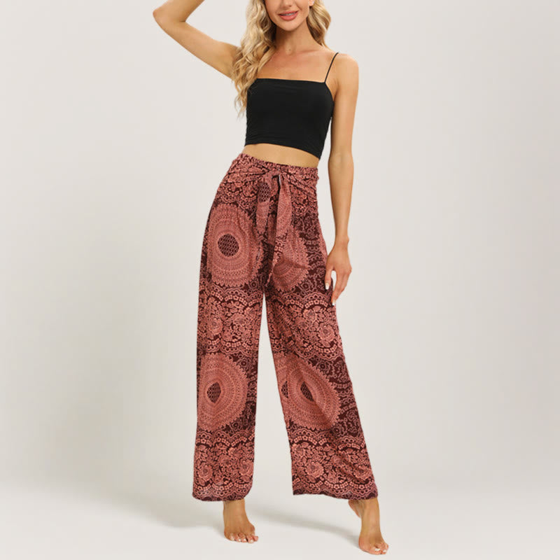 Olivenorma  Mandala Boho Wide-Leg Yoga Pants