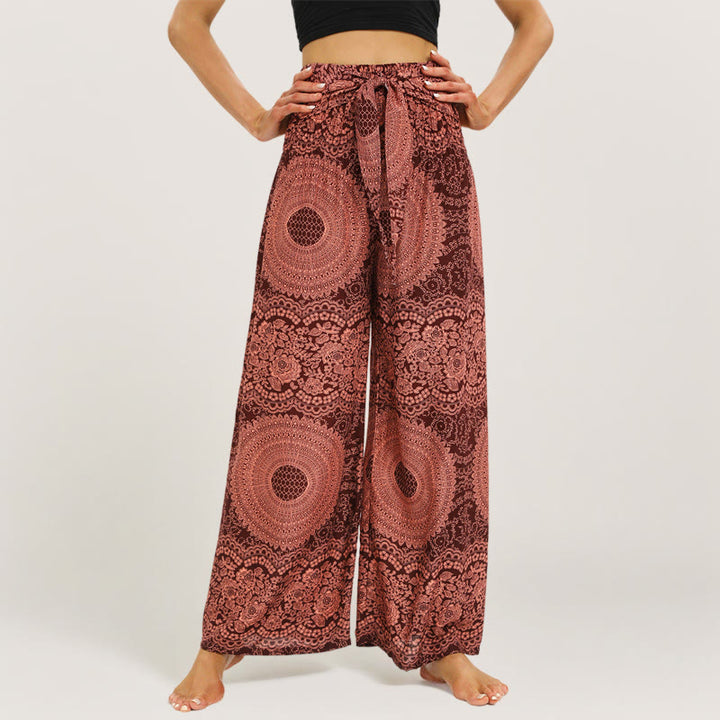 Olivenorma  Mandala Boho Wide-Leg Yoga Pants