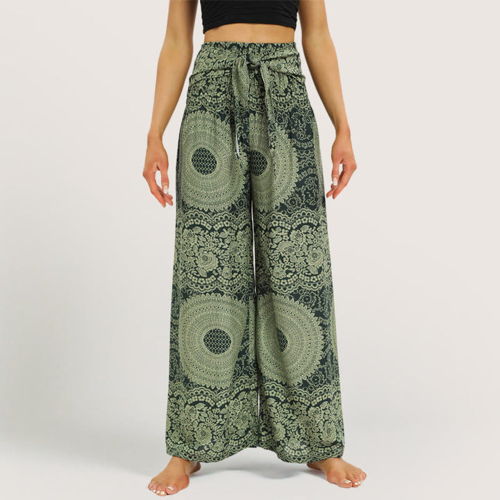 Olivenorma  Mandala Boho Wide-Leg Yoga Pants