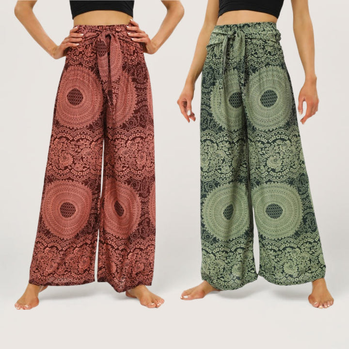 Olivenorma  Mandala Boho Wide-Leg Yoga Pants