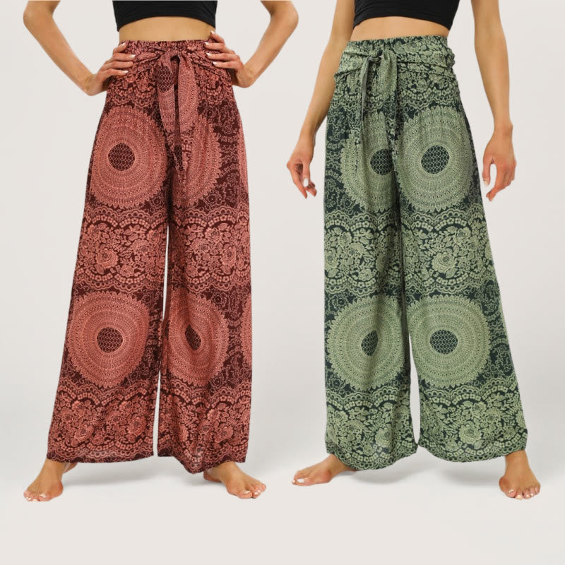 Olivenorma  Mandala Boho Wide-Leg Yoga Pants