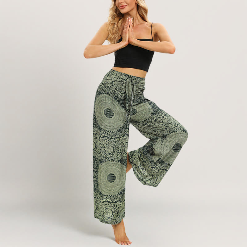 Olivenorma  Mandala Boho Wide-Leg Yoga Pants