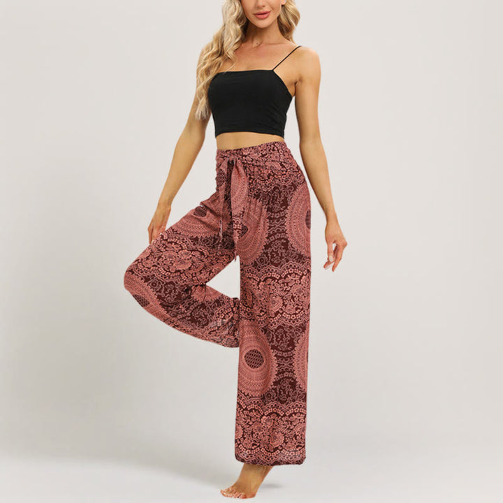 Olivenorma  Mandala Boho Wide-Leg Yoga Pants