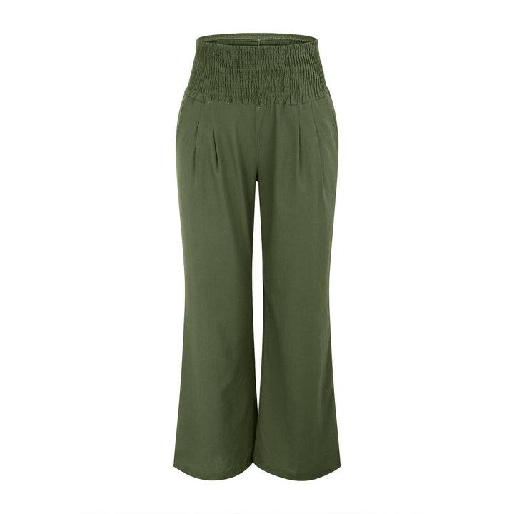 Olivenorma Plain Color Wide Leg High Waist Loose Fit Women's Lounge Pants with Pockets - image 25