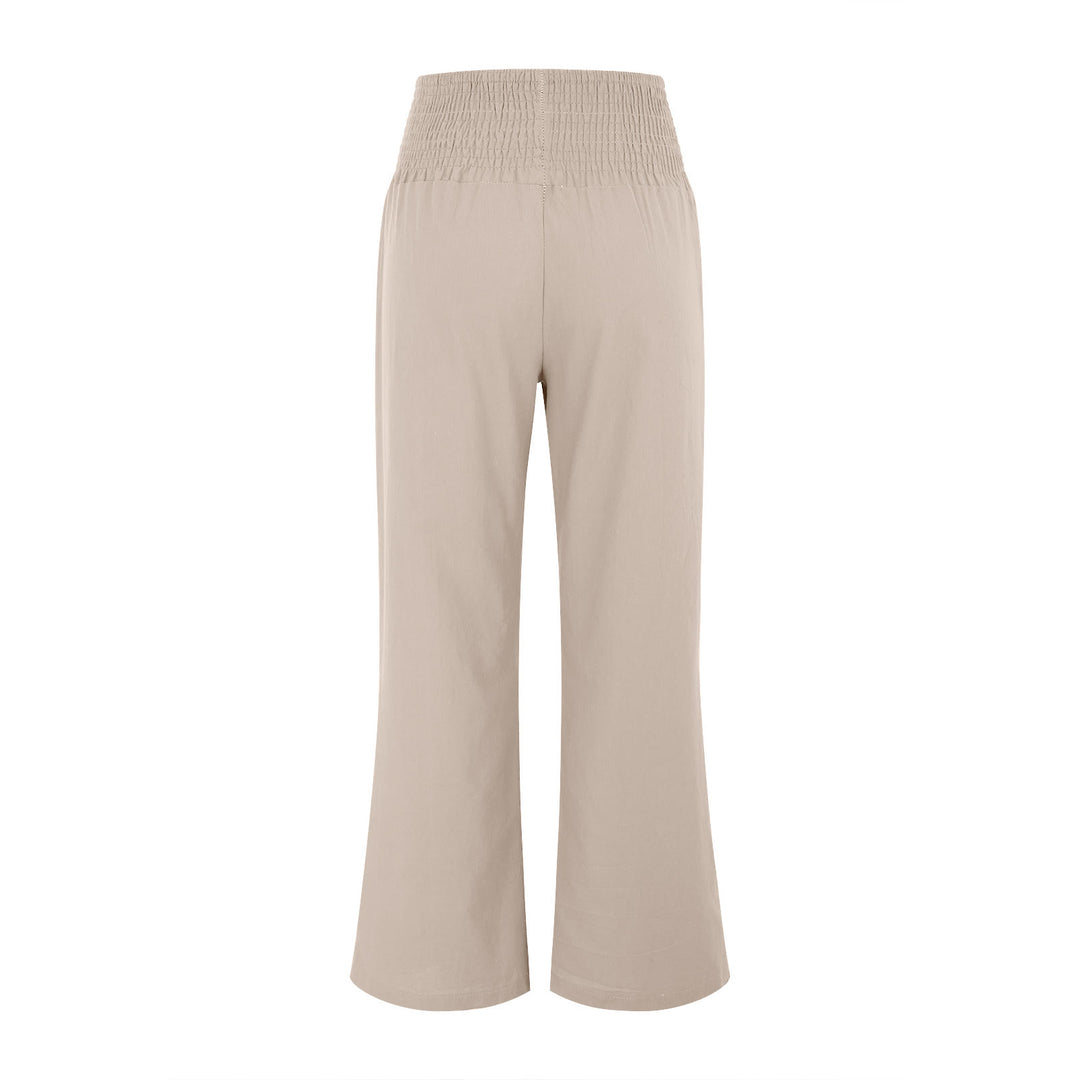 Olivenorma Plain Color Wide Leg High Waist Loose Fit Women's Lounge Pants with Pockets - image 5