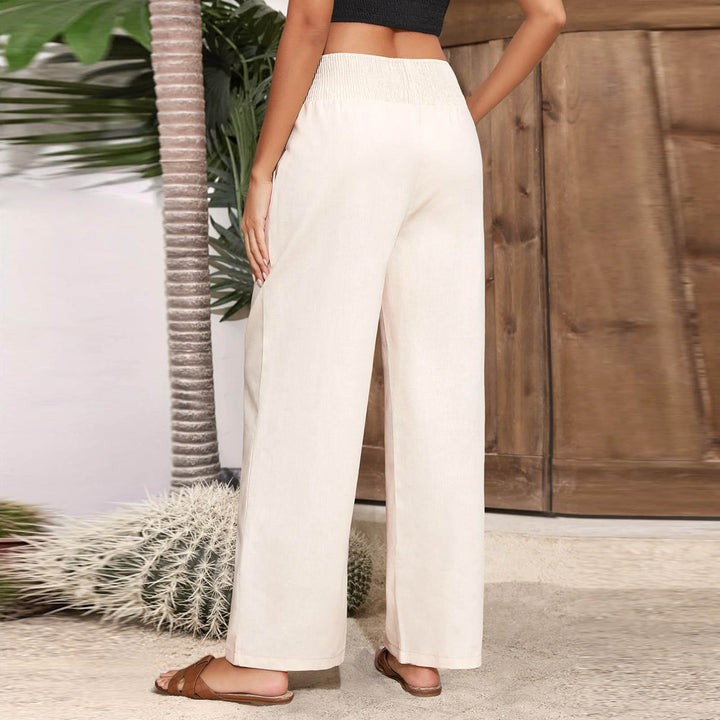 Olivenorma Plain Color Wide Leg High Waist Loose Fit Women's Lounge Pants with Pockets - image 8