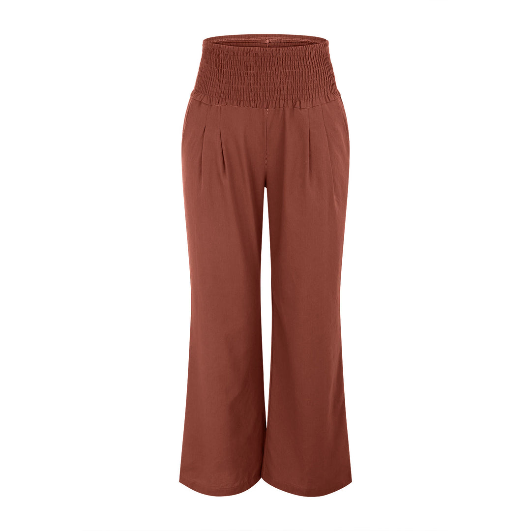 Olivenorma Plain Color Wide Leg High Waist Loose Fit Women's Lounge Pants with Pockets - image 20
