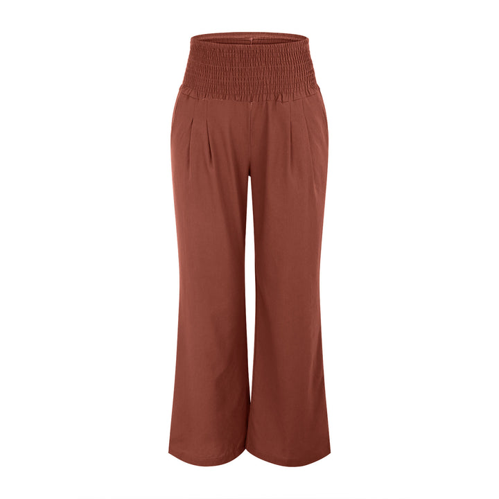 Olivenorma Plain Color Wide Leg High Waist Loose Fit Women's Lounge Pants with Pockets - image 20