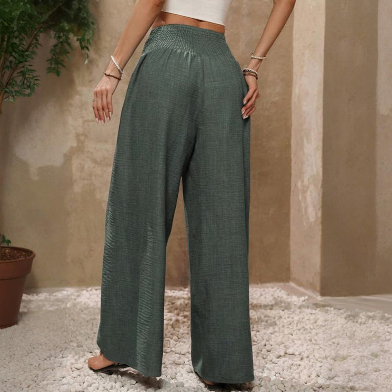 Olivenorma Plain Color High Waist Adjustable Knot Loose Women's Wide Leg Pants - image 8
