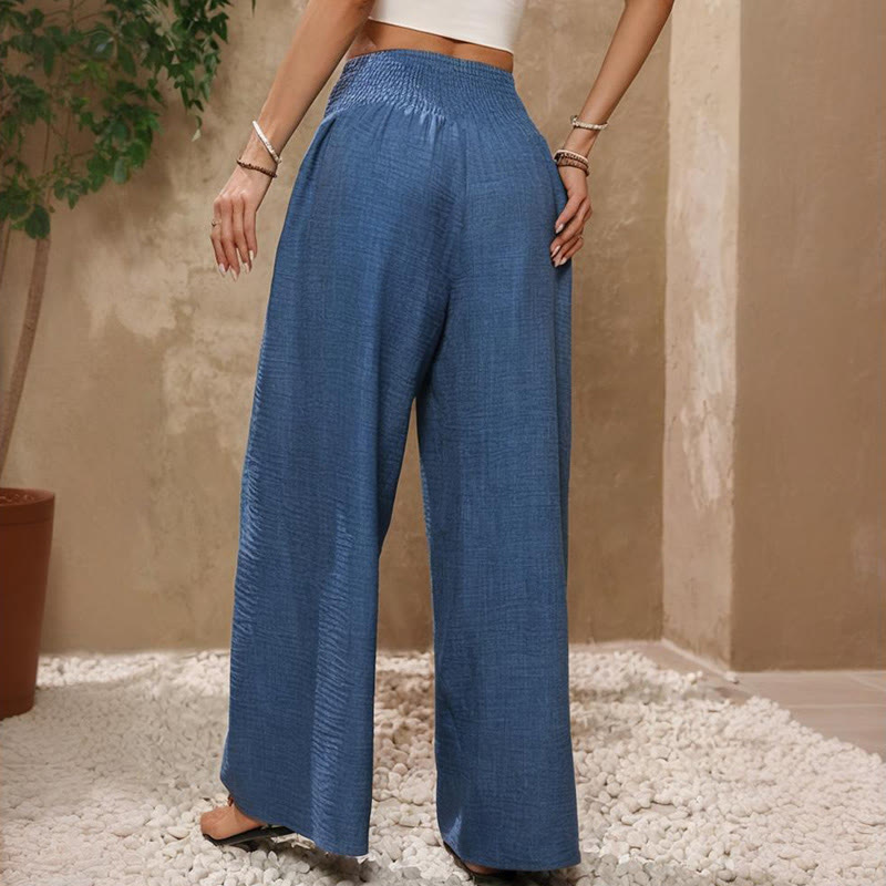 Olivenorma Plain Color High Waist Adjustable Knot Loose Women's Wide Leg Pants - image 4