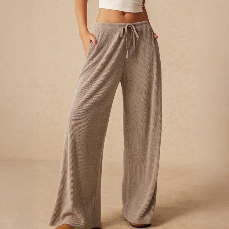 Olivenorma Plain Color Casual High Waist Pull On Elastic Women's Straight-Leg Pants - image 2