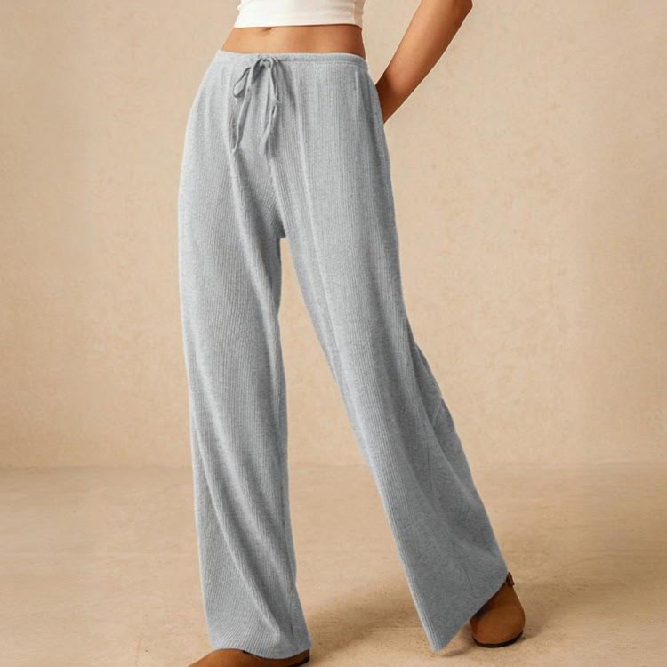 Olivenorma Plain Color Casual High Waist Pull On Elastic Women's Straight-Leg Pants - SkuBlue - L - image 6