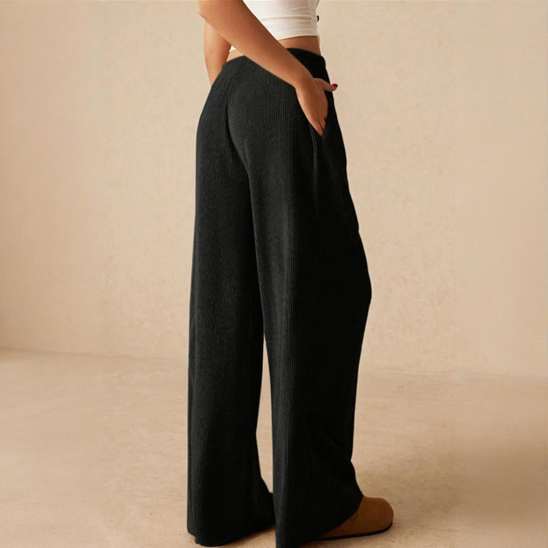 Olivenorma Plain Color Casual High Waist Pull On Elastic Women's Straight-Leg Pants - image 19