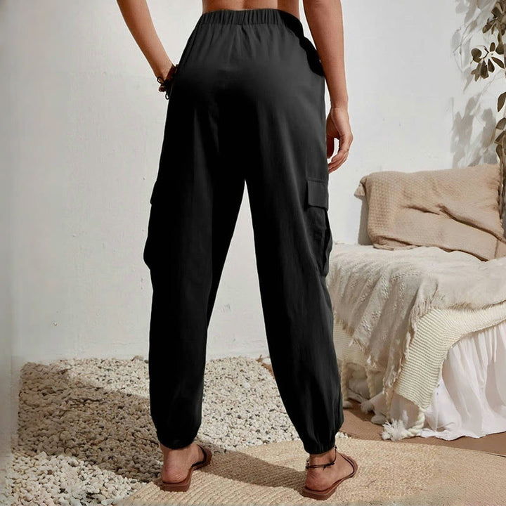 Olivenorma Womens Plain Color High-Waisted Drawstring Hiking Joggers Cargo Pants - image 6