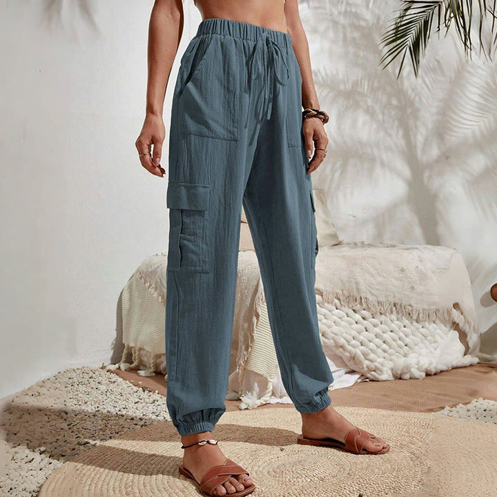 Olivenorma Womens Plain Color High-Waisted Drawstring Hiking Joggers Cargo Pants - image 26