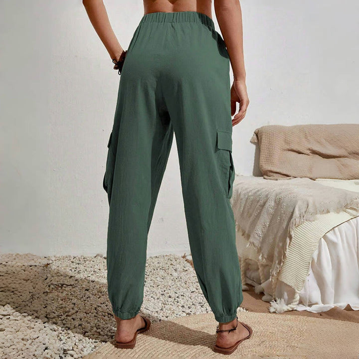 Olivenorma Womens Plain Color High-Waisted Drawstring Hiking Joggers Cargo Pants - image 13