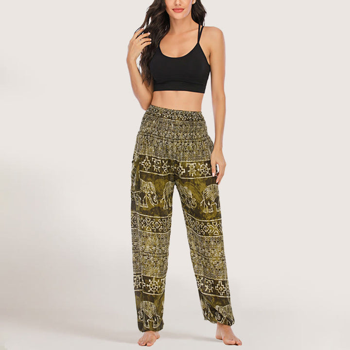 Olivenorma Elephant Yoga Pants Viscose Women's Elastic Waist Harem Pants