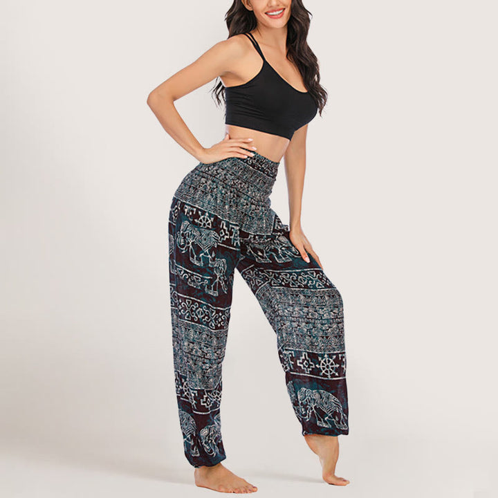 Olivenorma Elephant Yoga Pants Viscose Women's Elastic Waist Harem Pants