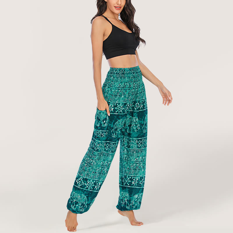 Olivenorma Elephant Yoga Pants Viscose Women's Elastic Waist Harem Pants