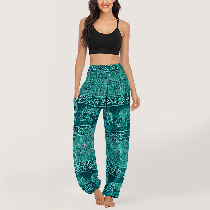 Olivenorma Elephant Yoga Pants Viscose Women's Elastic Waist Harem Pants