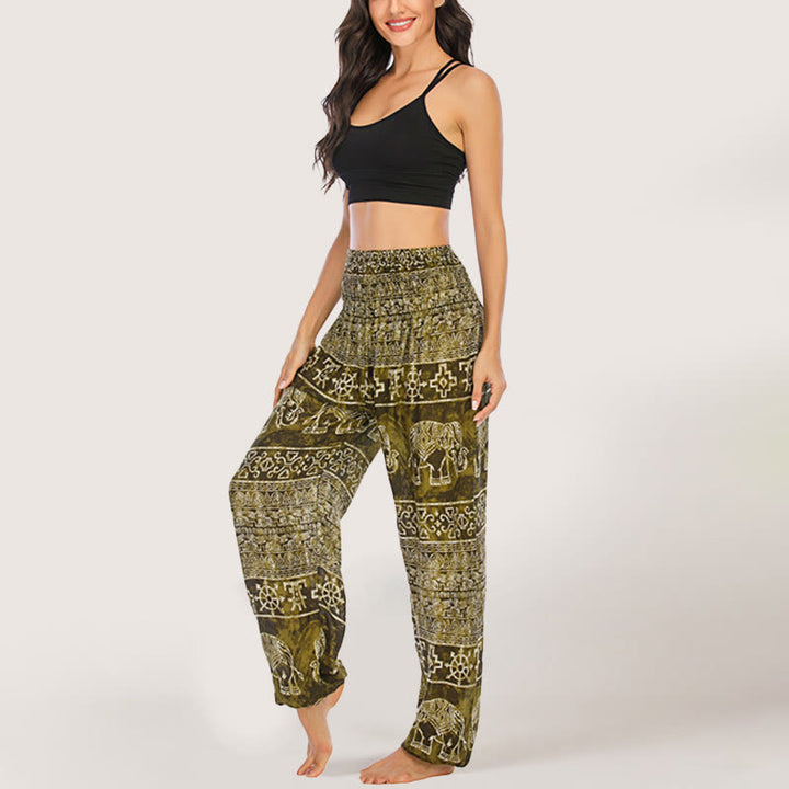 Olivenorma Elephant Yoga Pants Viscose Women's Elastic Waist Harem Pants
