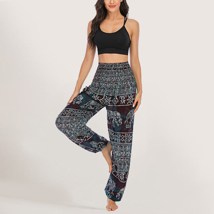 Olivenorma Elephant Yoga Pants Viscose Women's Elastic Waist Harem Pants