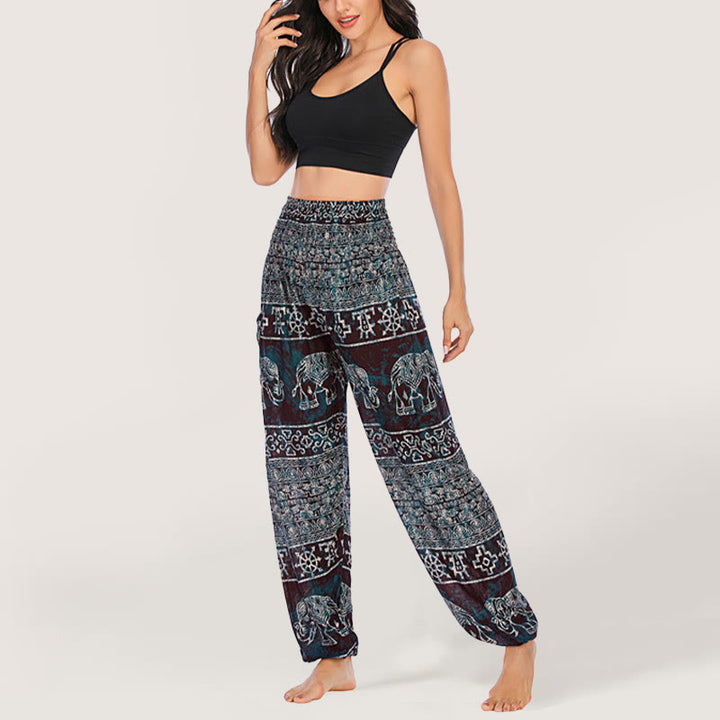 Olivenorma Elephant Yoga Pants Viscose Women's Elastic Waist Harem Pants