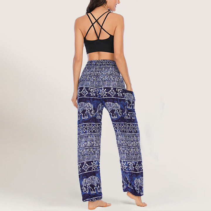 Olivenorma Elephant Yoga Pants Viscose Women's Elastic Waist Harem Pants