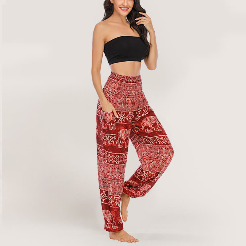 Olivenorma Elephant Yoga Pants Viscose Women's Elastic Waist Harem Pants