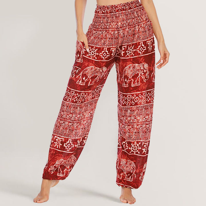 Olivenorma Elephant Yoga Pants Viscose Women's Elastic Waist Harem Pants